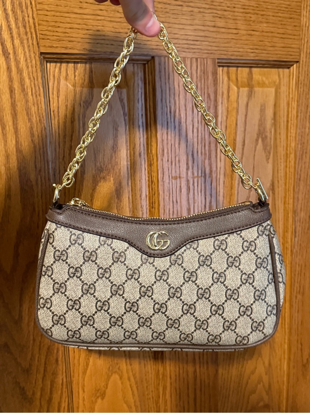 Brown beige Chain Shoulder Bag